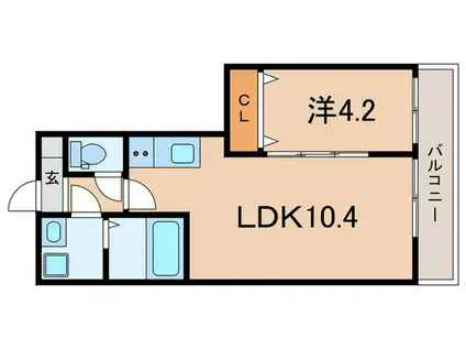 シェリル加古川(1LDK/4階)の間取り写真