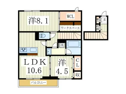 CAMINO COMODO(2SLDK/2階)の間取り写真