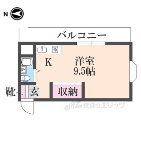近鉄奈良線 新大宮駅 徒歩15分 4階建 築42年(ワンルーム/4階)の間取り写真