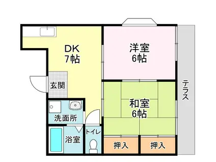 コーポオクムラ(2DK/2階)の間取り写真