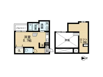 アーティ山王(1K/1階)の間取り写真