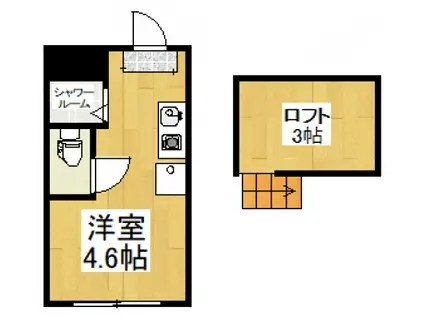 テラス宿河原(ワンルーム/2階)の間取り写真