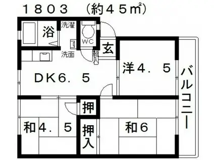サンドールA(3DK/2階)の間取り写真