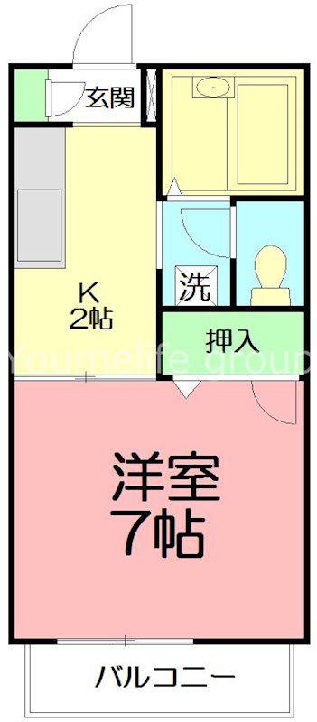 エーデルハイムI(1K/2階)の間取り写真