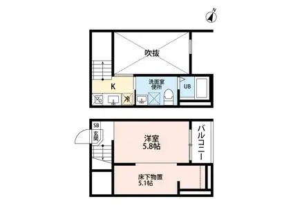 CRASTINE道徳(1K/2階)の間取り写真