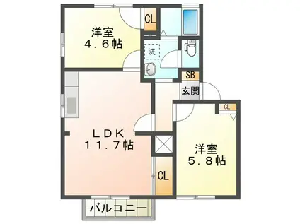 テクノハイツ藤 C(3DK/2階)の間取り写真