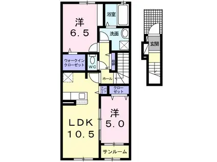ワイレアII(2LDK/2階)の間取り写真