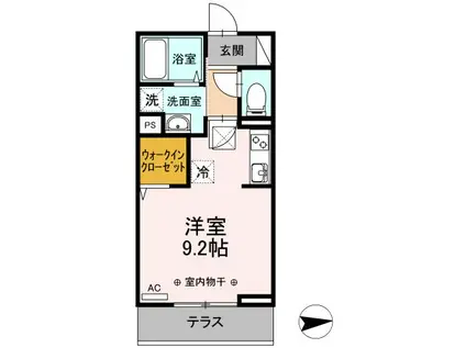 バレンタインハウス温泉町(ワンルーム/1階)の間取り写真