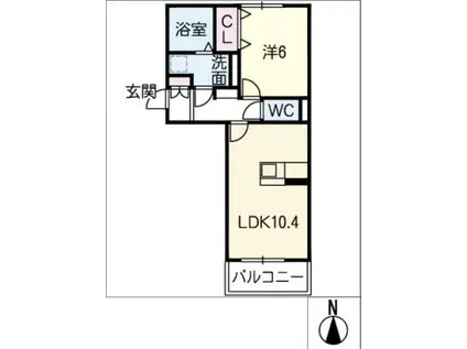 マカール(1LDK/1階)の間取り写真