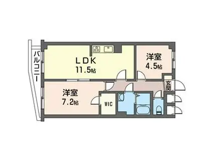 ドミール弦巻(2LDK/2階)の間取り写真