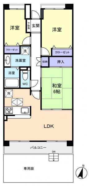 ファミール津田沼(3LDK/1階)の間取り写真
