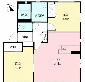 シャーメゾン・みちA棟(2LDK/1階)の間取り写真