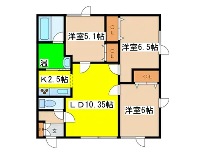 コーポYOU(3LDK/1階)の間取り写真