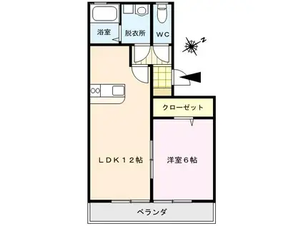 ハウスフリーデIII(1LDK/1階)の間取り写真