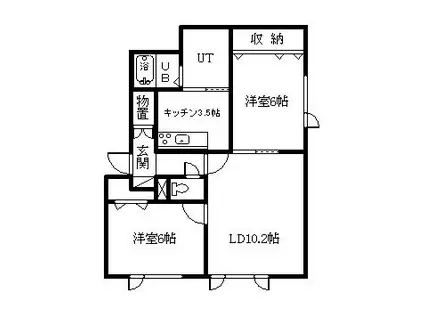ルミエール(2LDK/1階)の間取り写真