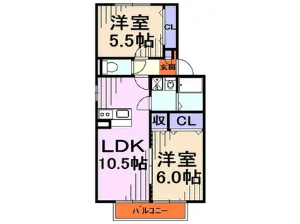 サウスアベニュー(2LDK/1階)の間取り写真