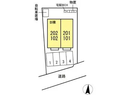 セレスティア森合 B棟(1LDK/2階)の間取り写真