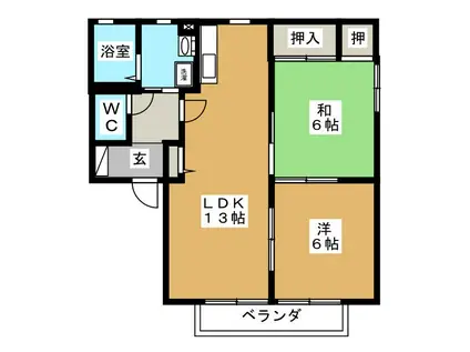 ベルグランデ長泉D(2LDK/2階)の間取り写真