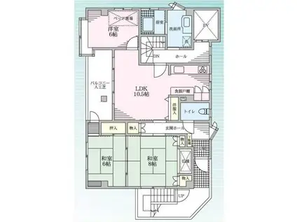 リバーストーン(3LDK/4階)の間取り写真