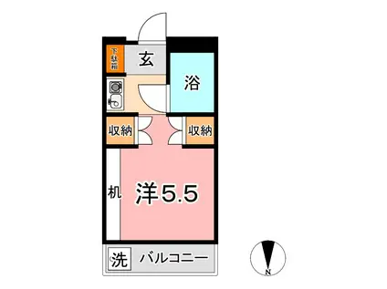 サンピア倉敷(ワンルーム/2階)の間取り写真