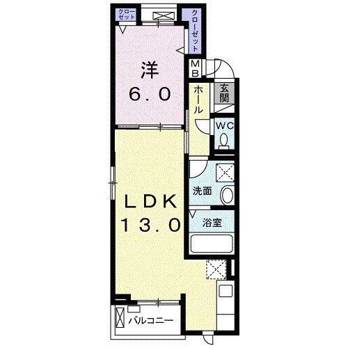 メゾンクロレI(1LDK/2階)の間取り写真
