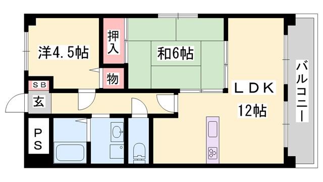 ファルネーゼ鵤(2LDK/4階)の間取り写真