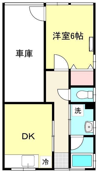 アパートあらい(1DK/1階)の間取り写真