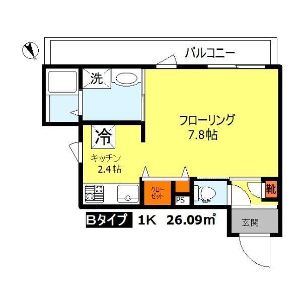 グランディール北千束(1K/3階)の間取り写真