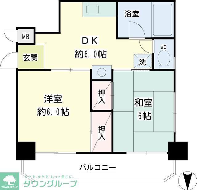 コートアオイ(2DK/2階)の間取り写真