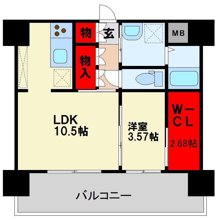 BELLE NEIGE(1LDK/6階)の間取り写真
