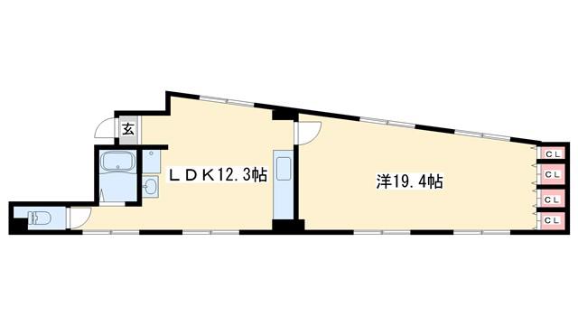 栄町ビル(1LDK/2階)の間取り写真
