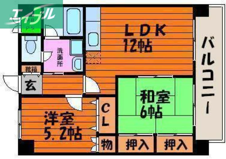 エクレール21 II(2LDK/2階)の間取り写真