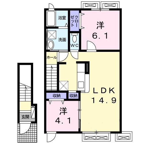 プランドール(2LDK/2階)の間取り写真