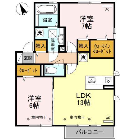 カーサ・フェリーチェ(2LDK/1階)の間取り写真