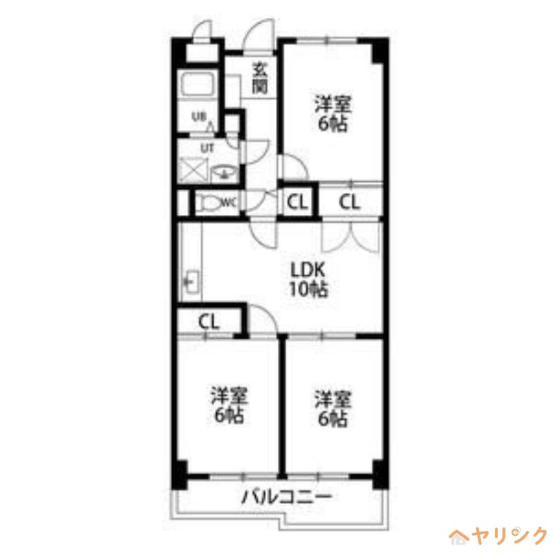 里水マンションB(3LDK/4階)の間取り写真