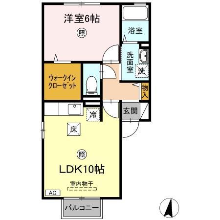 アンビックス利府 伍番館(1LDK/1階)の間取り写真
