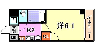 エステムコート新神戸エリタージュ(1K/3階)の間取り写真