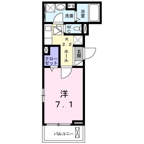 シエリア III(1K/1階)の間取り写真