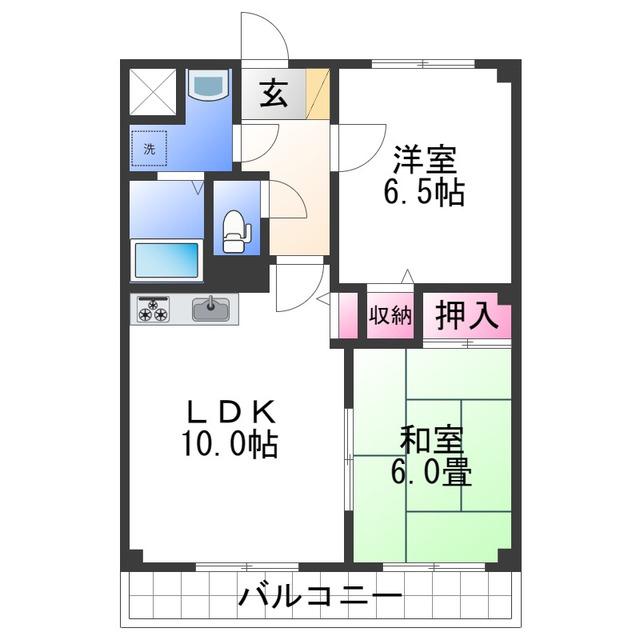 カサ・デ・ありえ(2LDK/3階)の間取り写真
