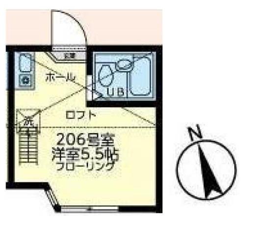 ユナイト南太田ケリースレーター(ワンルーム/2階)の間取り写真