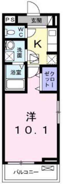 ベルフルール弥生台I(1K/1階)の間取り写真