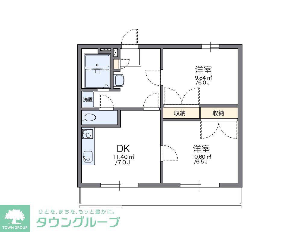 レオパレスセリティー湘南(2DK/2階)の間取り写真