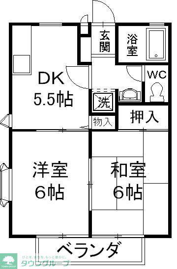 サンビレッジ仲町台C(2DK/1階)の間取り写真