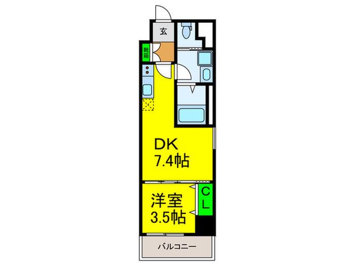 フウキレジデンス平野(1DK/4階)の間取り写真