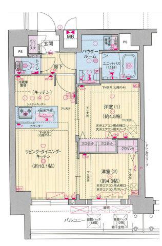 プレサンス野江内代ペルティエ(2LDK/13階)の間取り写真