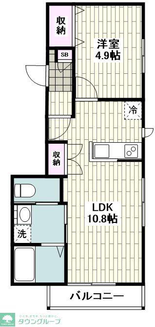 サンモール(1LDK/2階)の間取り写真