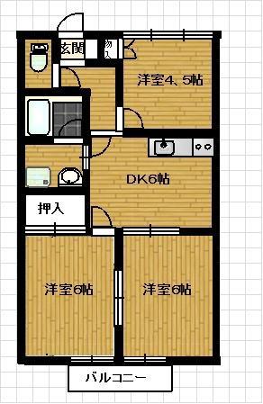 ウエストハイツ(3DK/1階)の間取り写真