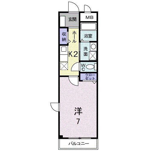 ローレル本町(1K/2階)の間取り写真