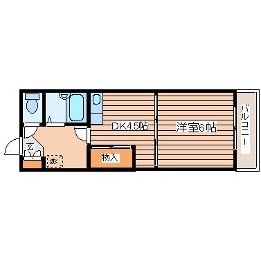 ロイヤルヒルズ銀杏町(1DK/2階)の間取り写真