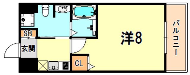 アーバングリーン兵庫ステーションフロント(1K/8階)の間取り写真